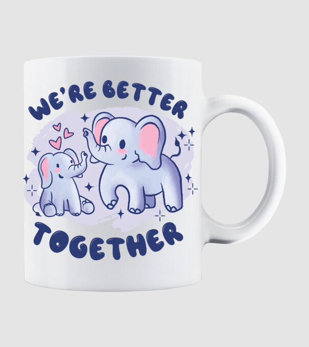 'We''re Better Together Elephant' model alb pe tricou