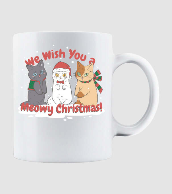 We wish You a Meowy Christmas model alb pe tricou