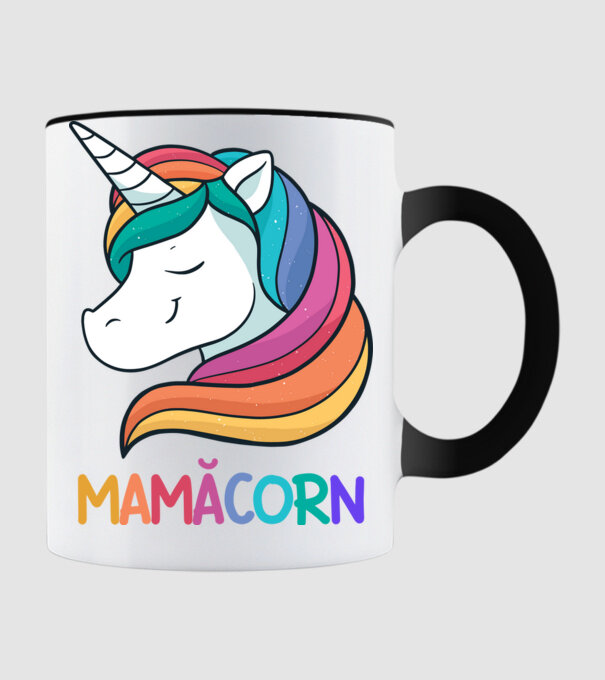 mamăcorn model negru pe tricou