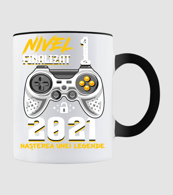 Nivel 1 finalizat. 2021 nașterea unei legende model negru pe tricou