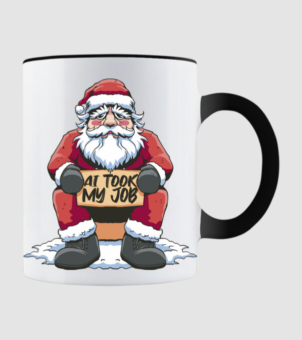 AI took my job Santa model negru pe tricou
