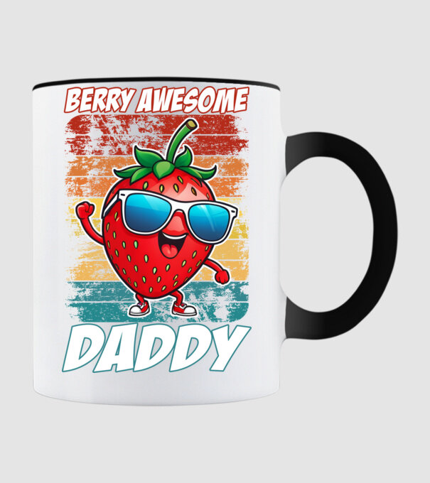 Berry Awesome Daddy Strawberry model negru pe tricou