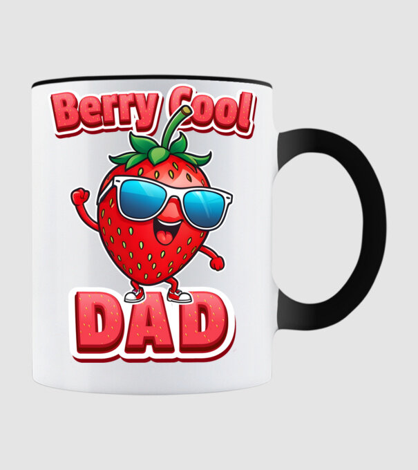 Berry Cool Dad Strawberry model negru pe tricou