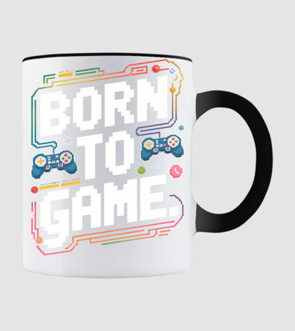 Born to Game Pixel Negru model negru pe tricou