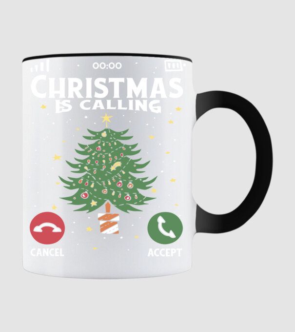 Christmas is calling model negru pe tricou
