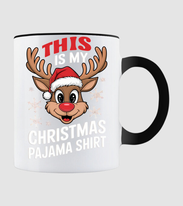 Christmas Pajama Reindeer Negru model negru pe tricou