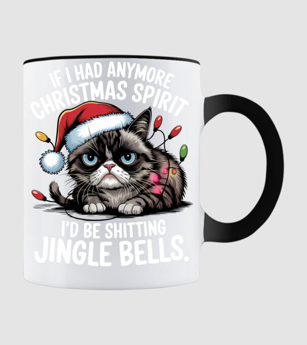 Christmas Spirit Grumpy Cat Negru model negru pe tricou