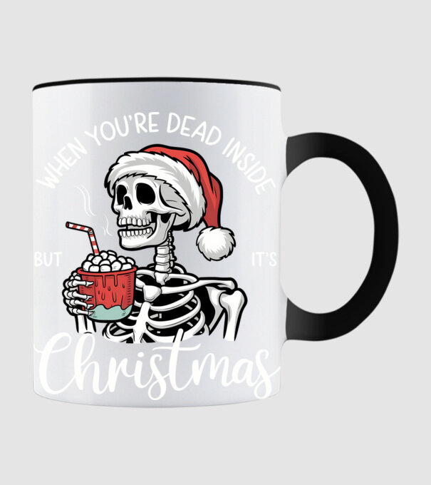 Dead inside, but it's christmas Negru model negru pe tricou