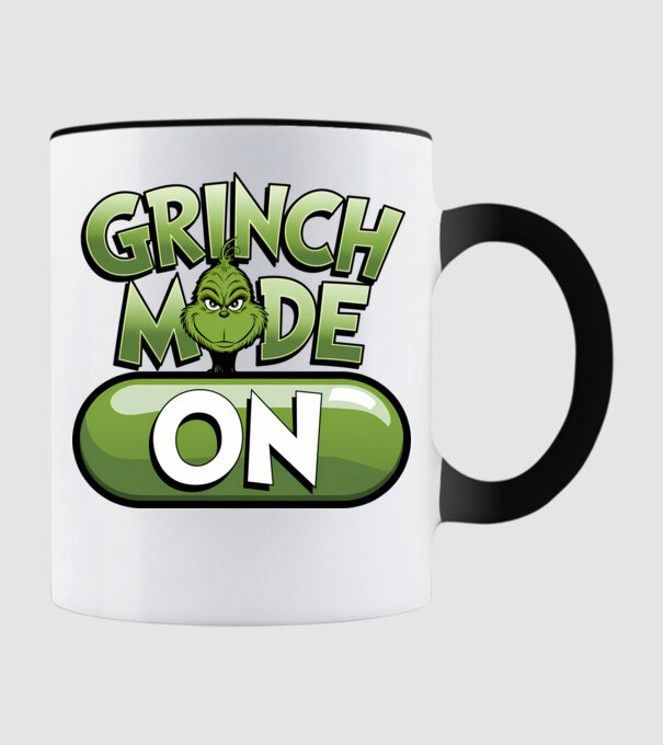 Grinch mode ON model negru pe tricou