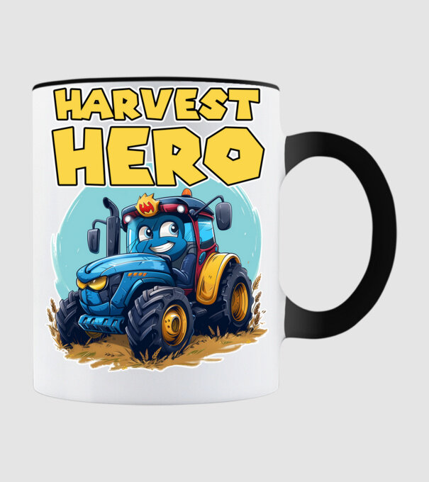 Harvest Hero Tractor model negru pe tricou