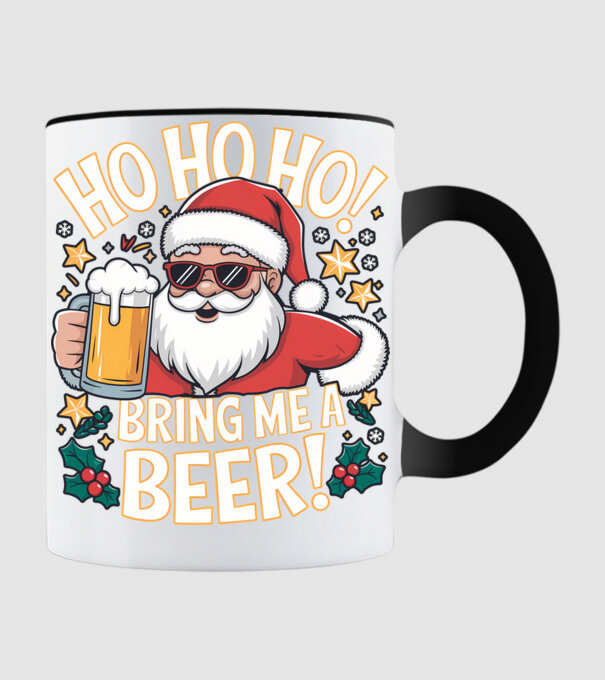 HO HO HO bring me a BEER santa Negru model negru pe tricou