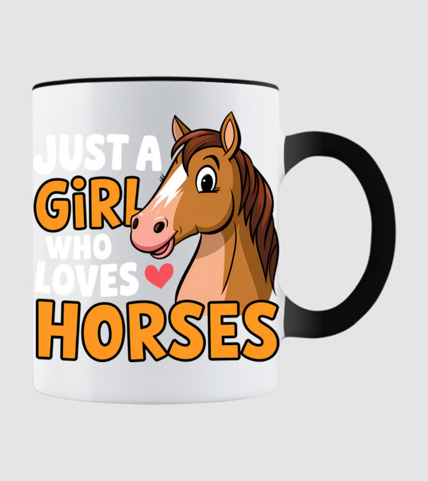 Just a girl who loves horses Negru model negru pe tricou