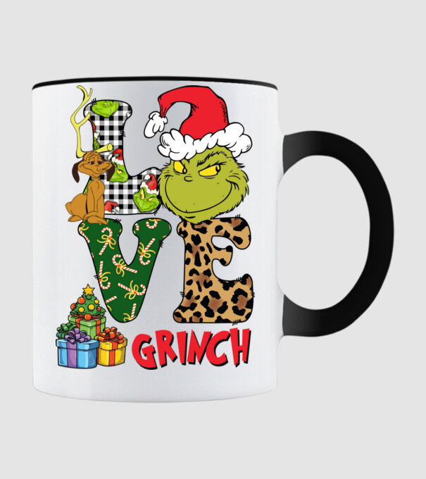 Love Grinch model negru pe tricou