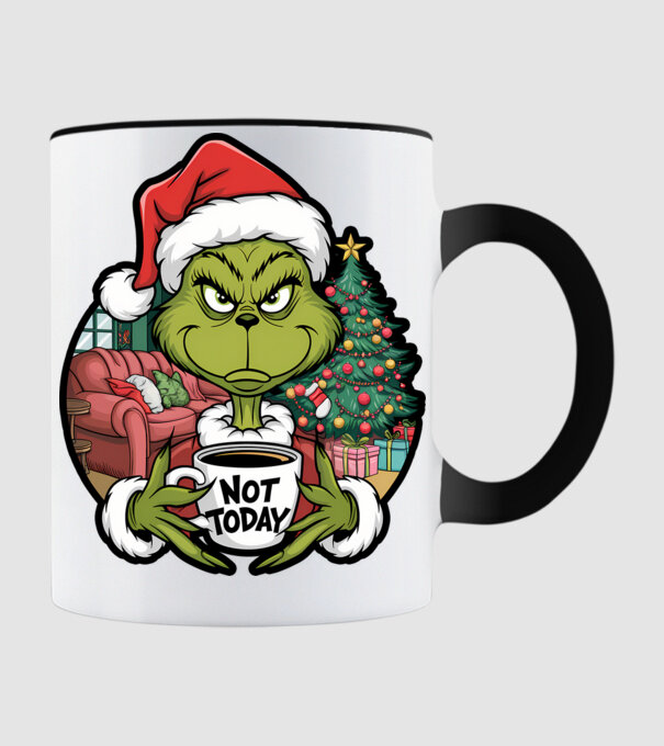 Not Today Grinch model negru pe tricou