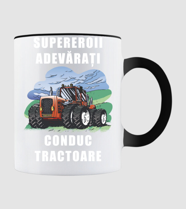 Supereroii adevărați conduc tractoare_D3470804 model negru pe tricou