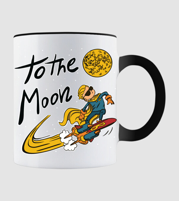 To the Moon Bitcoin model negru pe tricou