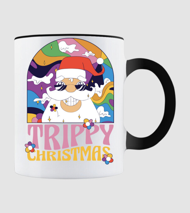 Trippy Christmas model negru pe tricou