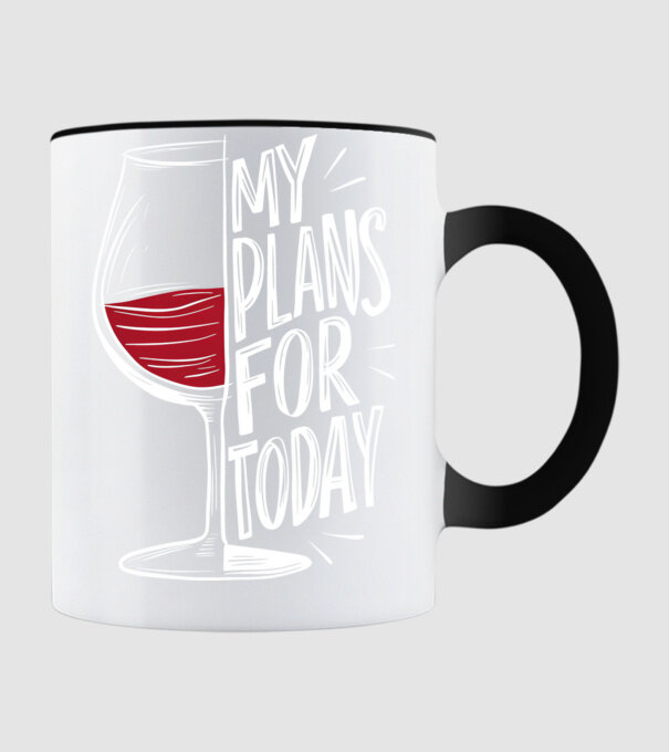 Wine Plans For Today Negru model negru pe tricou