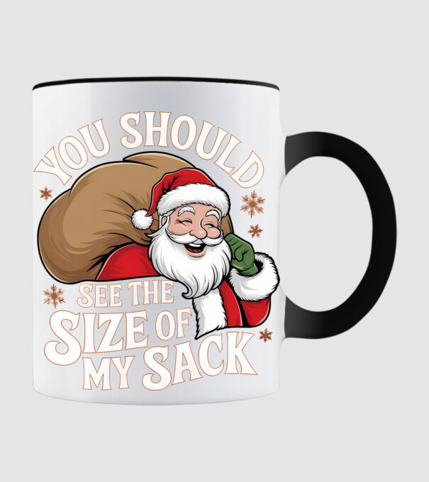 You Should See The Size Of My Sack Santa model negru pe tricou