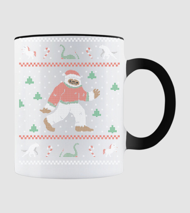 Ugly Sweater Yeti model negru pe tricou