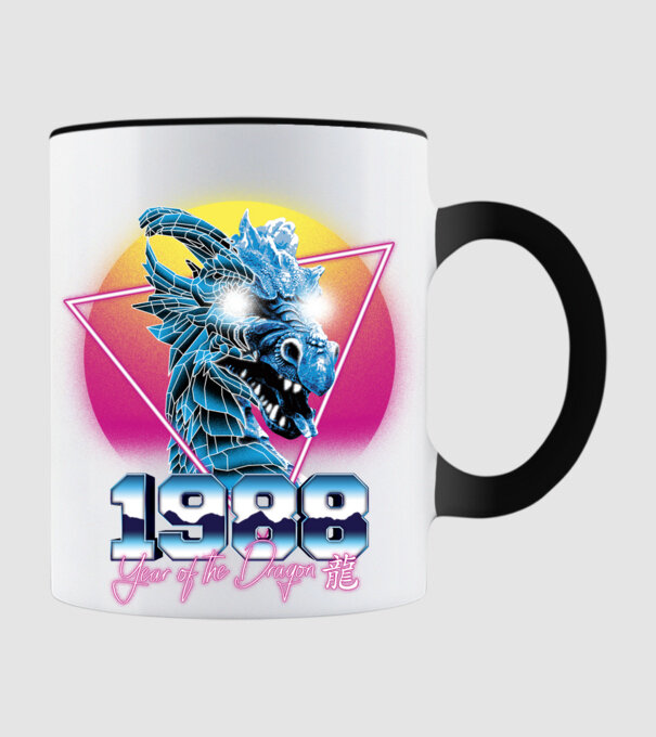 1988 Year of the Dragon model negru pe tricou