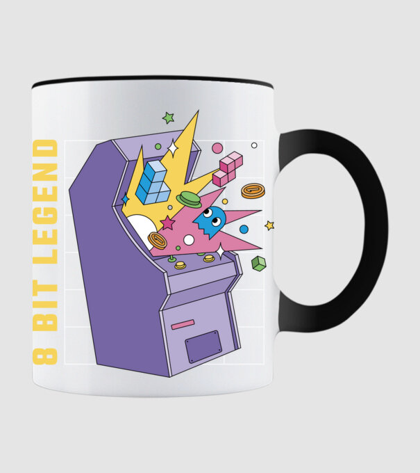 8 Bit Legendă Arcade Slot Machine model negru pe tricou