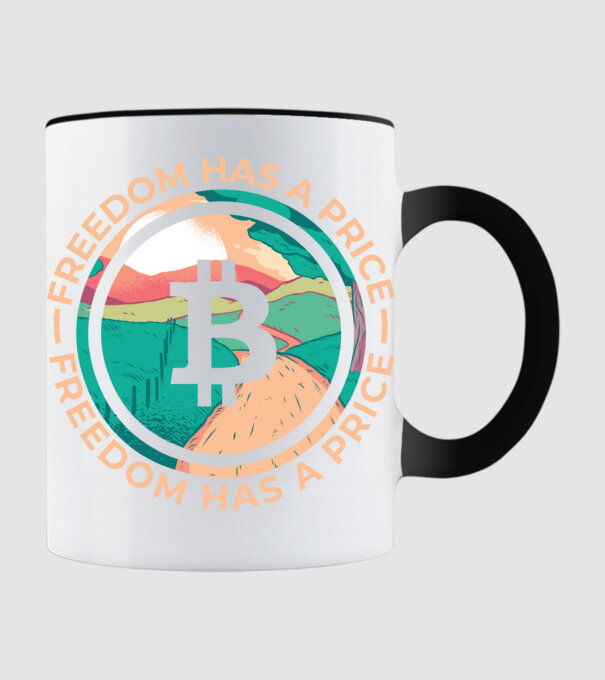 Libertatea are preț Bitcoin model negru pe tricou
