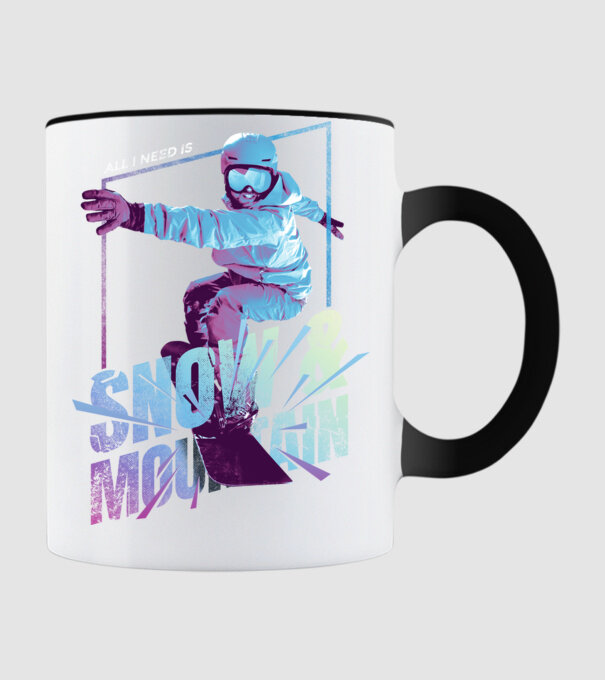 All I need is Snowboard model negru pe tricou