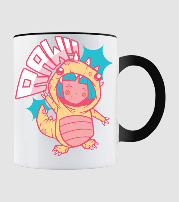 Anime dinozaur model negru pe tricou