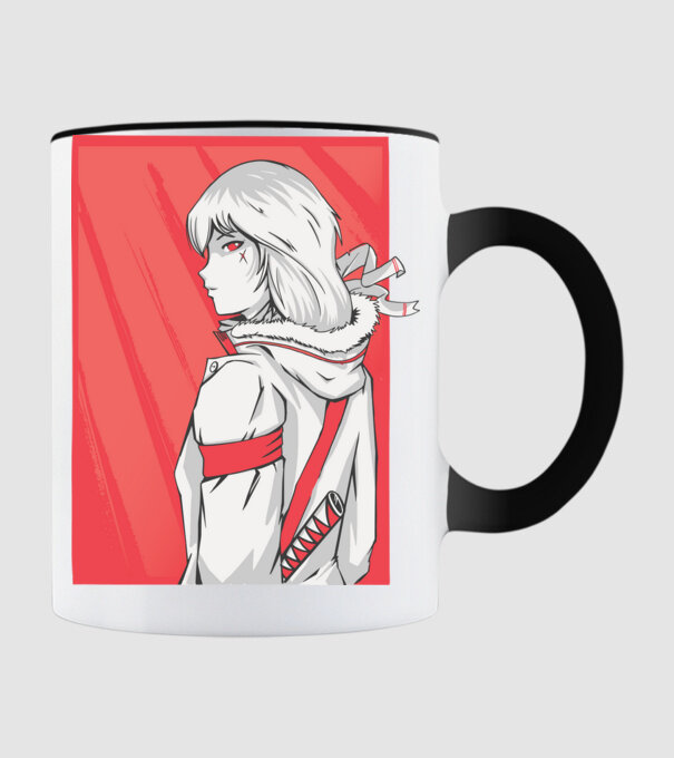 Anime fată Războinic model negru pe tricou