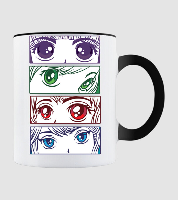 Anime ochi de fată Pop Art model negru pe tricou