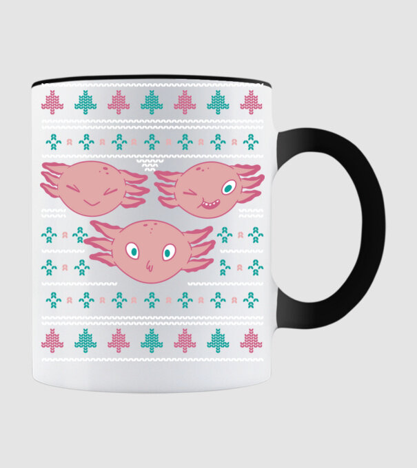 Pulover urât Axolotl model negru pe tricou