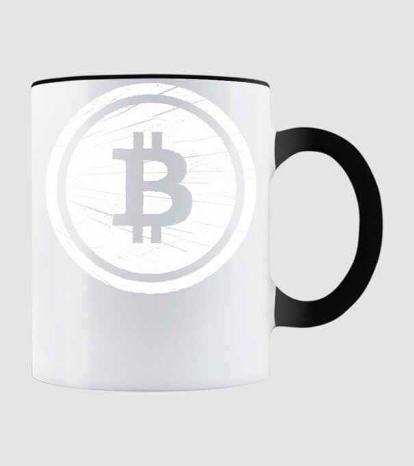 Bitcoin logo model negru pe tricou