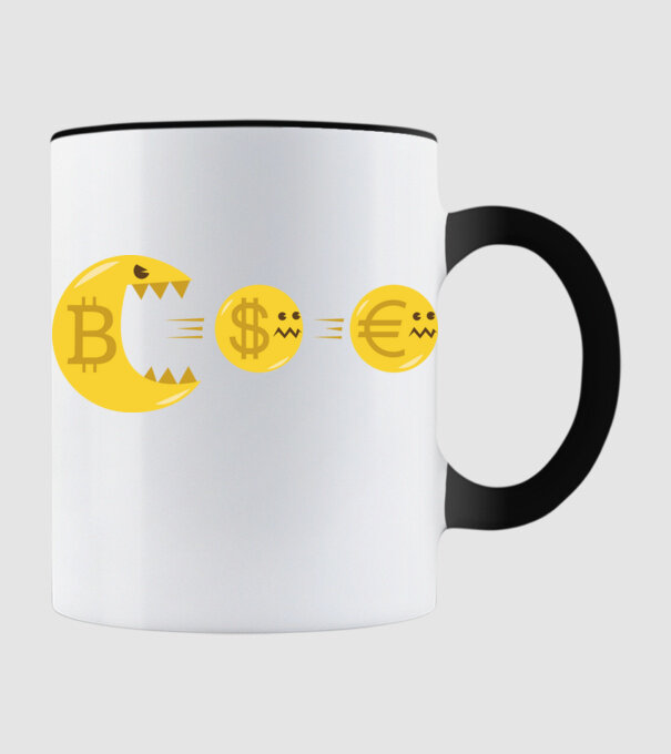 Bitcoin Pacman model negru pe tricou