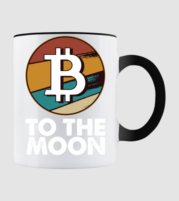 Bitcoin to the moon model negru pe tricou