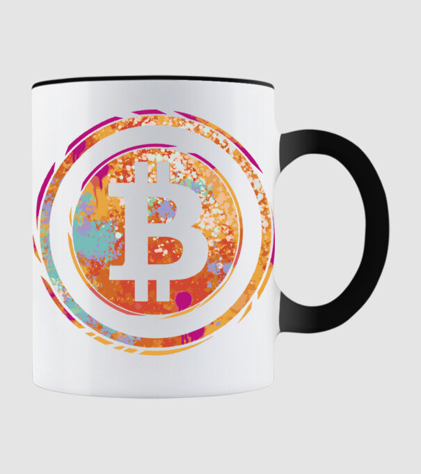 Bitcoin Watercolor model negru pe tricou