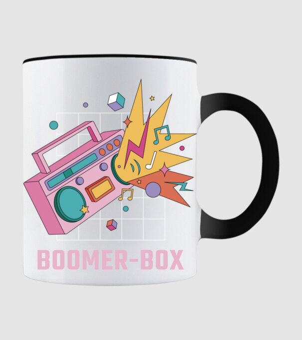 Boomer Box Magnetofon Retro model negru pe tricou
