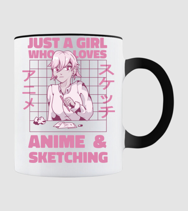 Doar o fată căreia îi place Anime și desenul model negru pe tricou