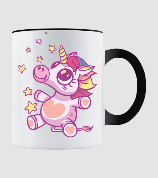Unicorn drăguț model negru pe tricou