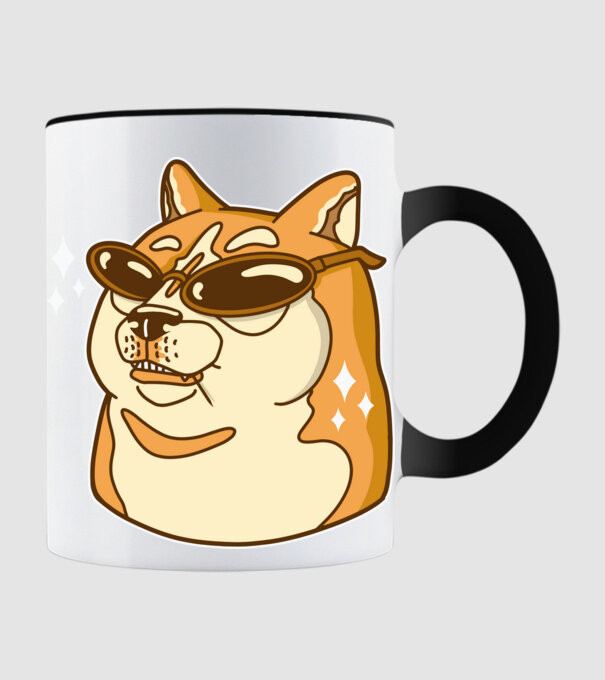 Doge Coin model negru pe tricou