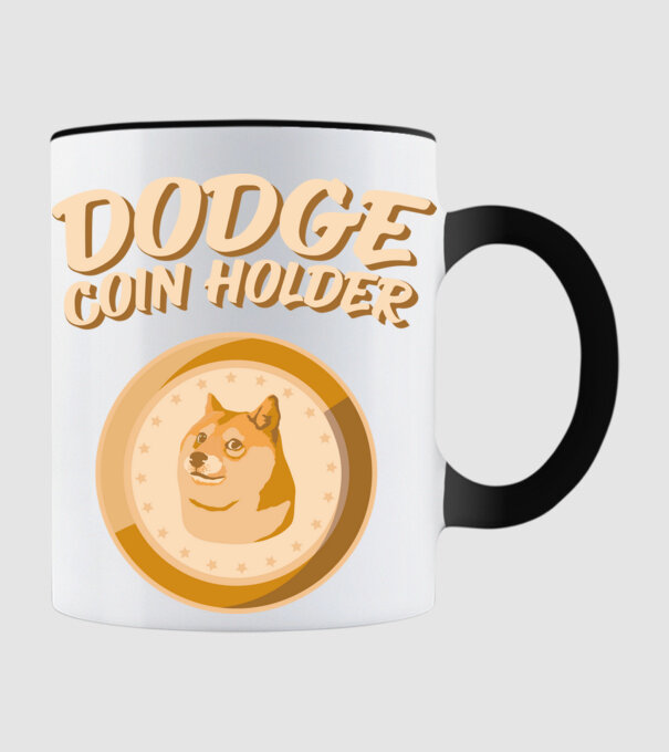 Doge Coin Holder model negru pe tricou