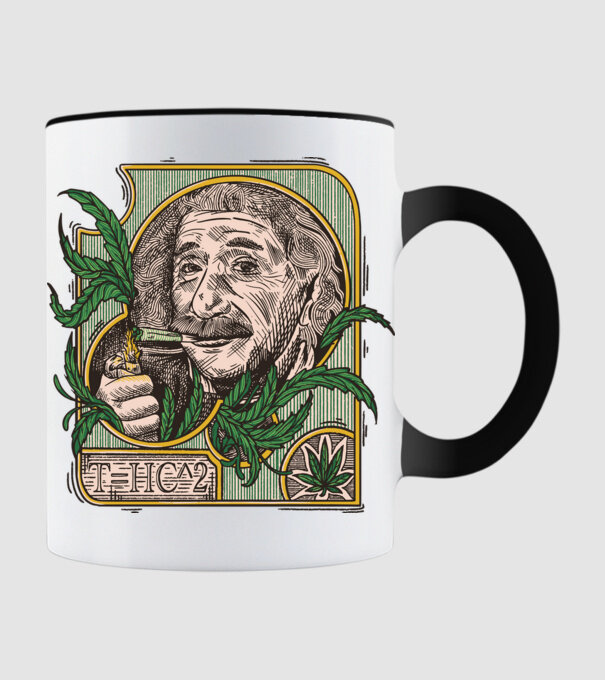 Einstein Marijuana THC model negru pe tricou