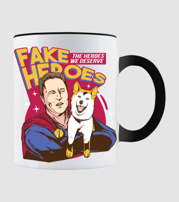 Fake Hero Elon Musk model negru pe tricou