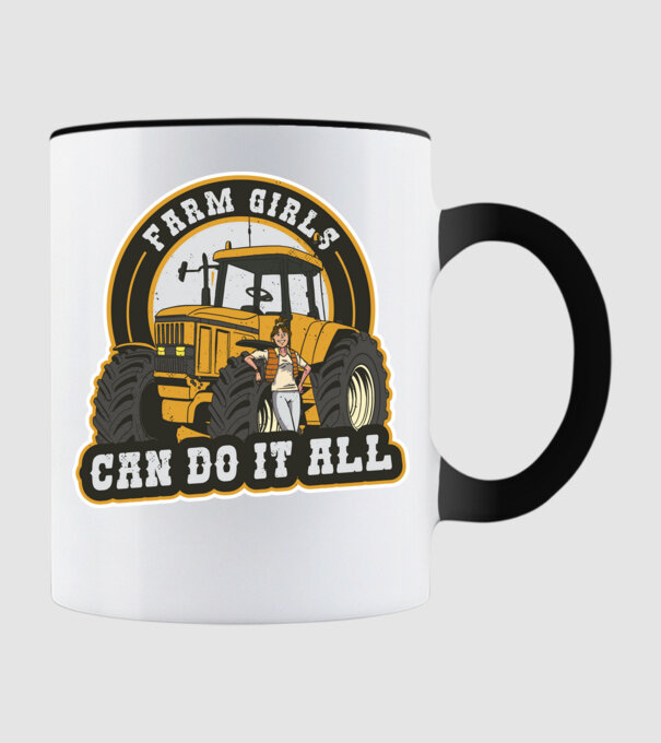 Farm Girls can do it all Tractor model negru pe tricou