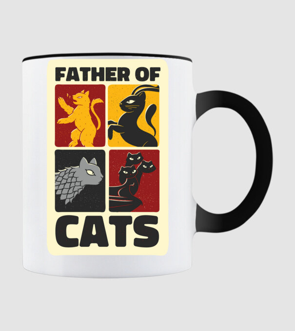 Father of Cats Game of Thrones parodie model negru pe tricou