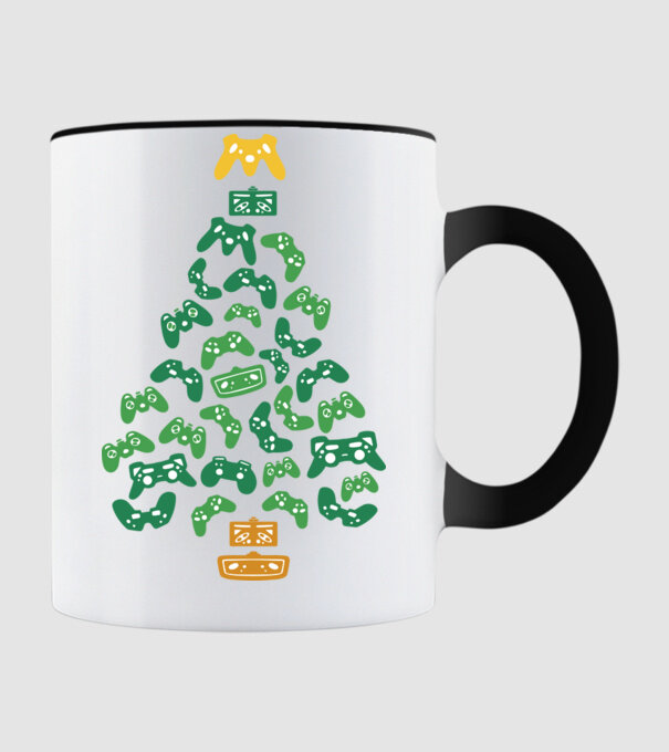 pom de Crăciun Gamer model negru pe tricou