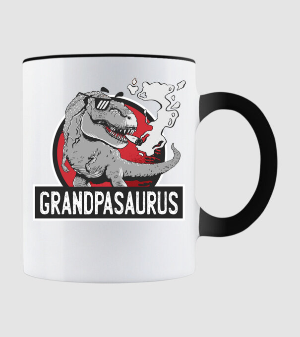 Grandpasaurus T-rex model negru pe tricou