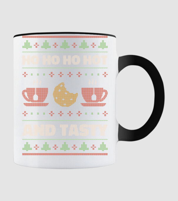 Ho Ho Ho Hot and Tasty Pulovăr urât model negru pe tricou