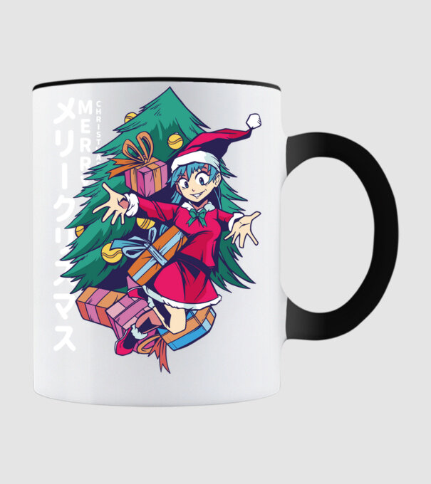 Anime Crăciun model negru pe tricou