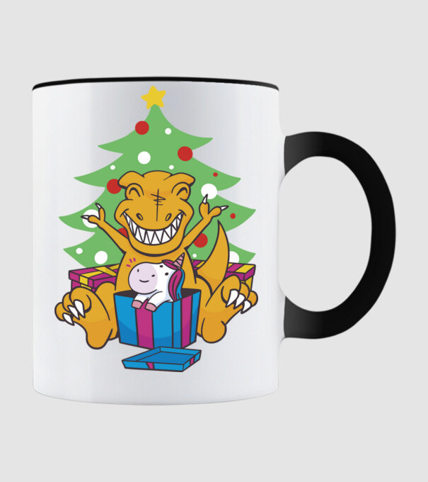 T-rex de Crăciun model negru pe tricou